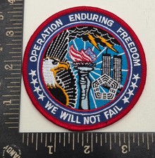 Operation Enduring Freedom Patch 9/11 Memorial We Will Not Fail Embroidered