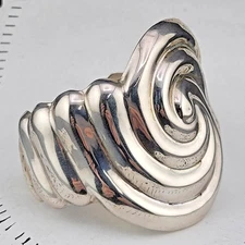 Massive Vintage Taxco Puffy 3D Spiral Sterling Silver Bracelet 6.5"