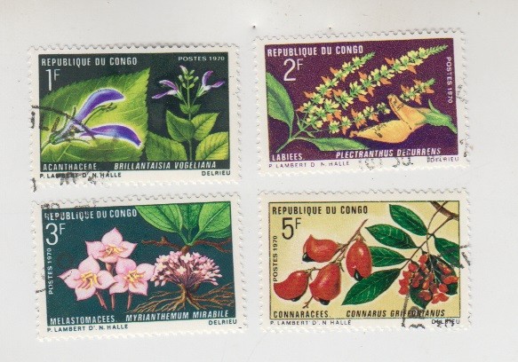 Congo PR 1970. Flowers. Brillantaisia vogeliana, Plectranthus decurrens CTO OG