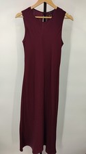 Quince Washable Stretch Silk Tank Midi Dress Wine Tasting Red Basic Sleeved M