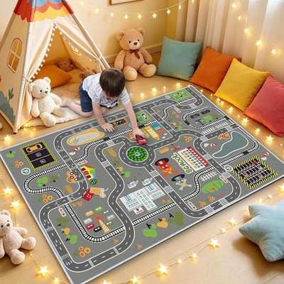 KEBEXXY Kids Rug Play Mat Great for Playing 2'7'' x 3'11'' (Rectangular), A 