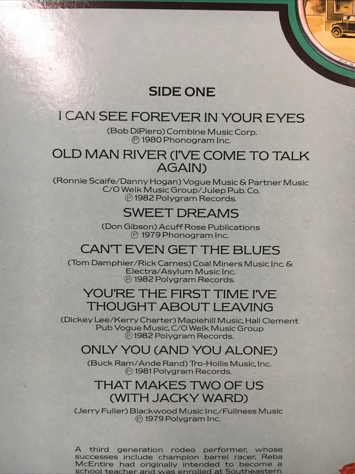 The Very Best Of Reba McEntire LP Album Vinyl Record CST032 Country 70s 80s - Image 3 of 4