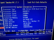 Gigabyte GA-78LMT-sp2 - AMD FX4130 - 2x4 (8gb)DDR3 Memory