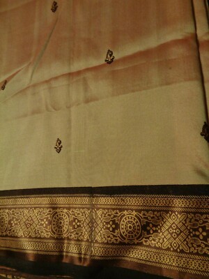Tex Silk Mills Surat Gujarat Indian Silk Saree in Shaded Brown & Beige wi Blouse