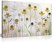 Summer Yellow Flowers Botanical Paint Framed Canvas Print Wall Art Home Decor