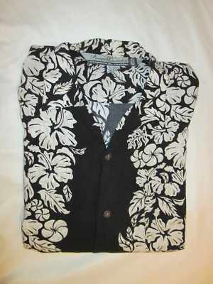 Pineapple Connection Men's Hawaiian Shirt Black Rayon Medium