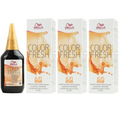 Wella Color Fresh Tönungsliquid 3 x 75 ml 6/0 dunkelblond Set