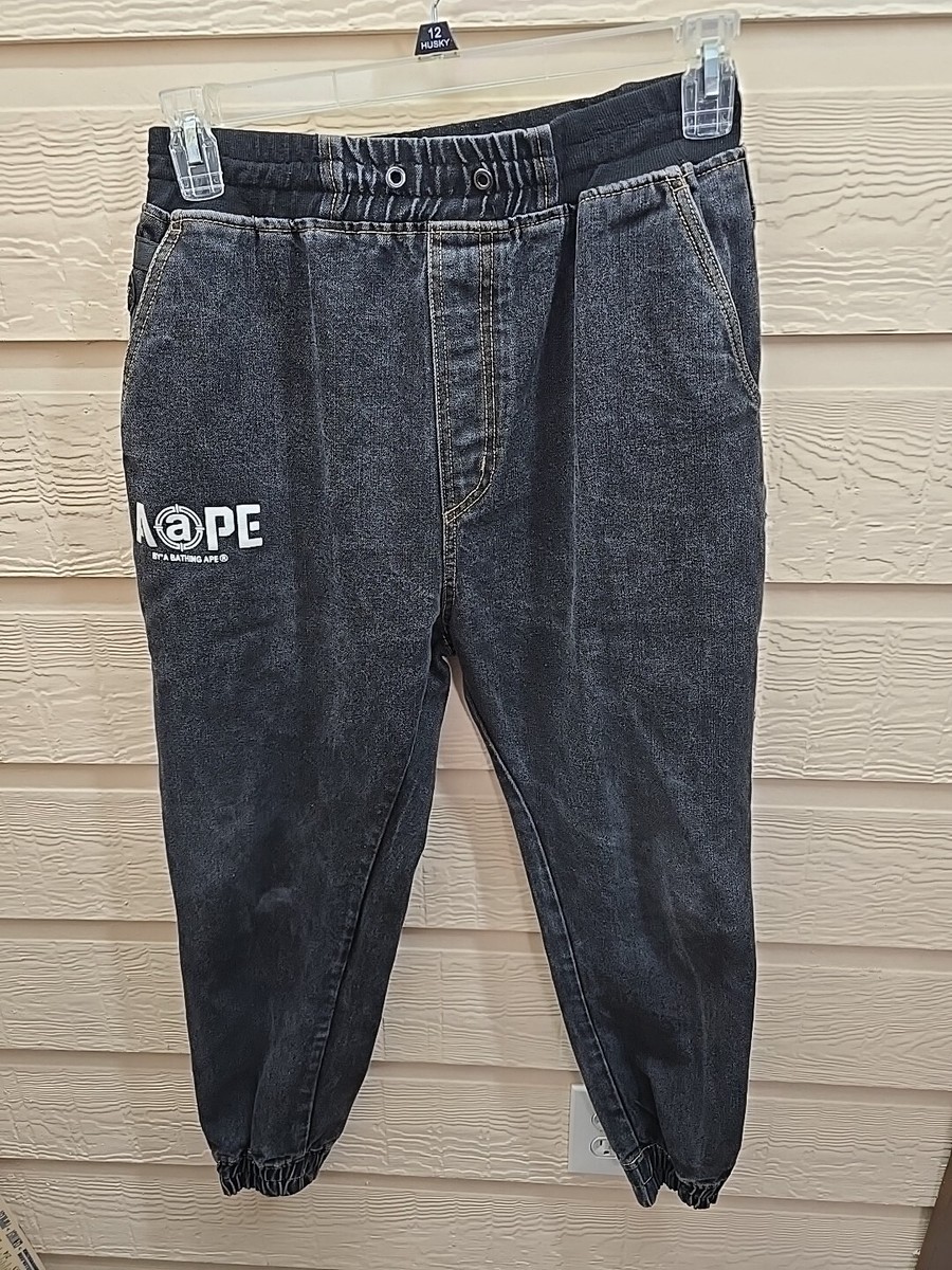 Aape A BATHING APE Pants Black Gray Denim Jogger Pants Rare | eBay 