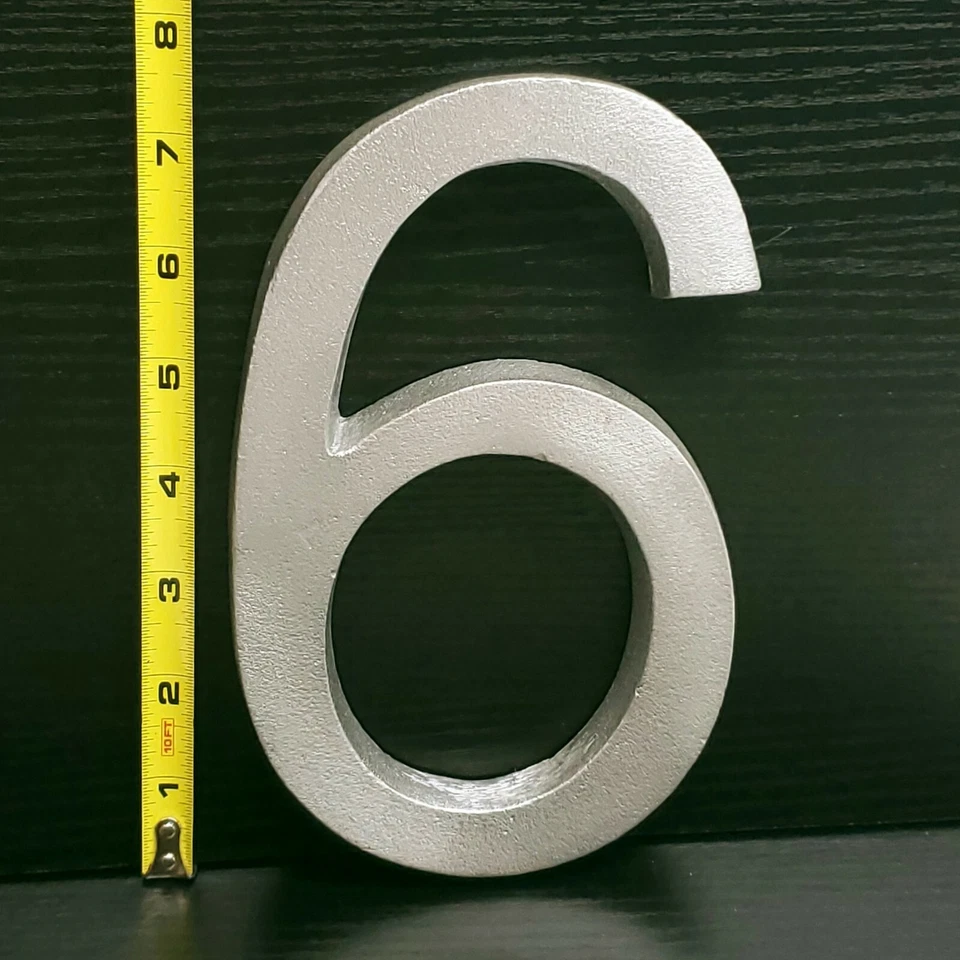 House Number 6 Street Address 7.5 Inch Silver Alumimum Alloy - Image 2 of 4