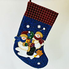 Christmas Stocking Hand Sewn Felt Appliqu Cloth Stocking Snowman 3D Let it Snow
