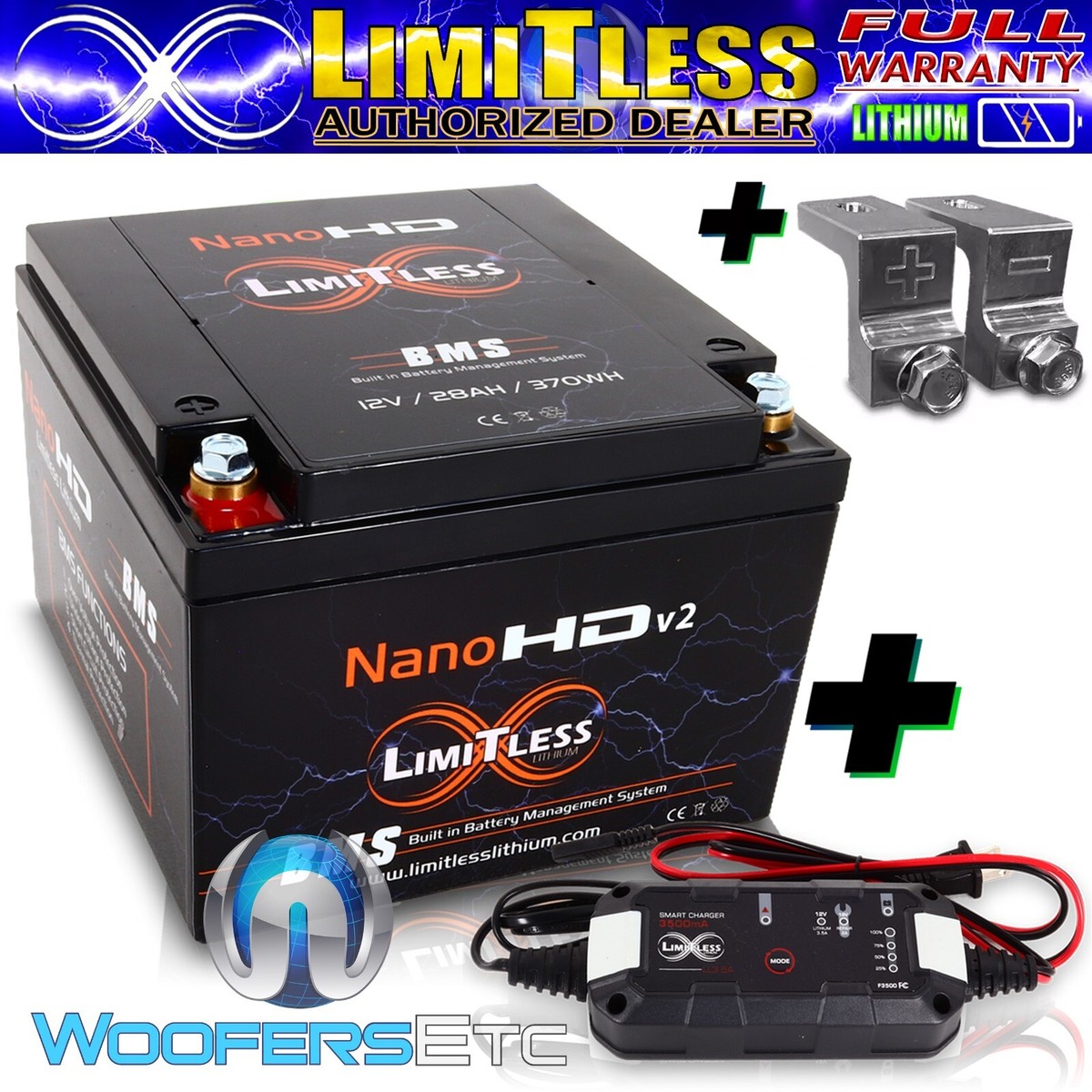 LIMITLESS LITHIUM NANO-HDV2-30AHKIT MOTORCYCLE BMS BATTERY +