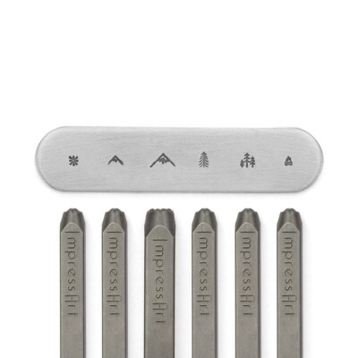 ImpressArt Adventure Signature Metal Stamp 6 Pack- Mountains, Trees