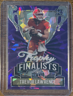 2021 Leaf Metal Trophy Finalists Trevor Lawrence Purple Crystal Jersey #16/20