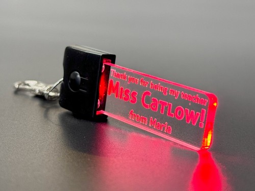 Custom Personalised Keyring-LED Light-7 Colours-Keychain-Teacher-Student-School - Afbeelding 11 van 16