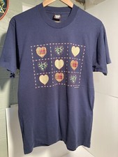Vtg 1990 Endless Designs Heart Tee Made in USA Single Stitch Screen Stars Sz L