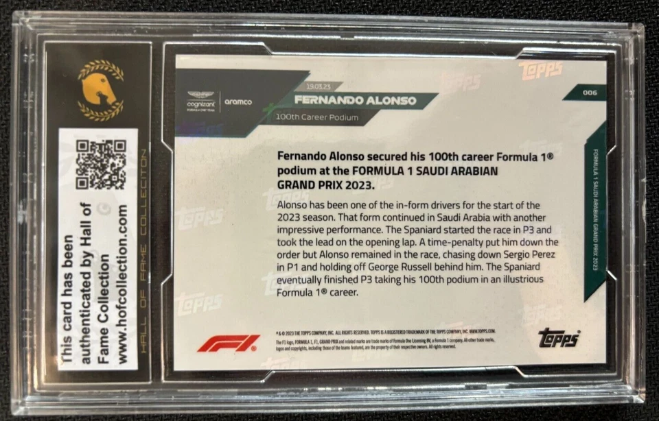 2023 Topps Now Formula 1 Fernando Alonso 100th Podium Auto - Image 2 of 2