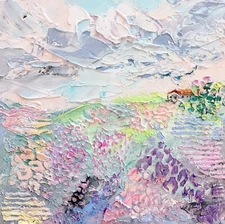 Abstract Mountains Oil Painting 15x15cm Modern Art Original Oil Painting on Cardboard