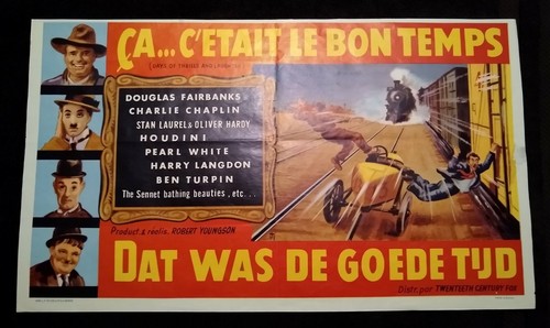 Days of Thrills And Laughter 1961 Belgian Poster (21" x 12") Chaplin Fairbanks