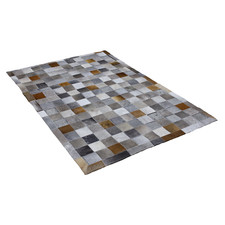 Nueva alfombra brasileña de cuero de vaca gris, marrón y blanco en bloque retazos tamaño 4x6 pies