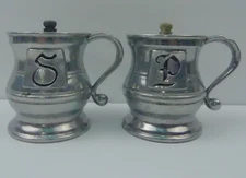 Vtg Duratale by Leonard Salt and Pepper Shakers Set 3" Pewter Made in Italy EUC