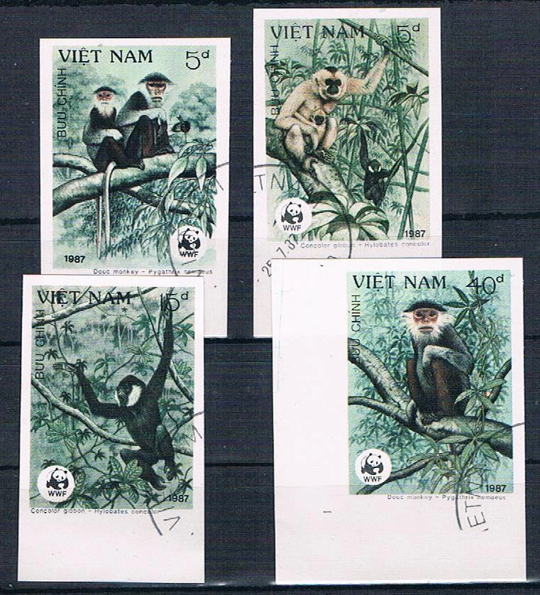 G/11   WWF, Wildtiere Vietnam, Satz komplett geschn. /o - Bild 1 von 1