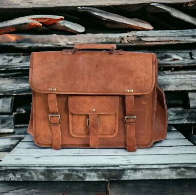 Brown Bag Vintage Leather Messenger Work Men's Laptop Briefcase Satchel