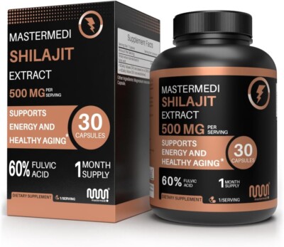 MasterMedi Himalayan 500MG Per Serving, 30 Capsules, 60% Fulvic Acid, Shil...