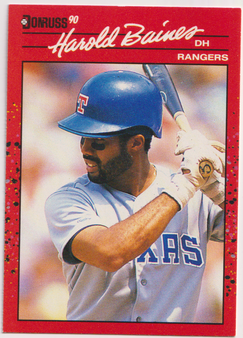 1990 Donruss #402 Harold Baines ERR: No "." After "Inc" Texas Rangers HOF