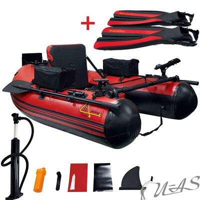 SPAR SET DELTA FISHING Belly Boat Red Dragon XXL 180cm TOP Ausstattung & Flossen