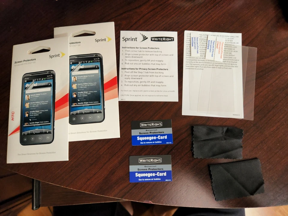 Sprint HTC EVO 3D Protector Pantalla Lote de 3, 2x Antideslumbramiento, 1x Transparente, Aplicador Foto 2 de 3