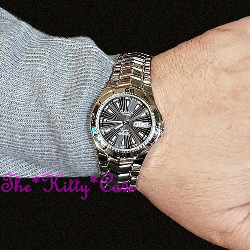 OMAX 5atm Classic Silver S.Steel Epson Seiko Movt Sporty Day & Date Watch DYB281 - Picture 3 of 9