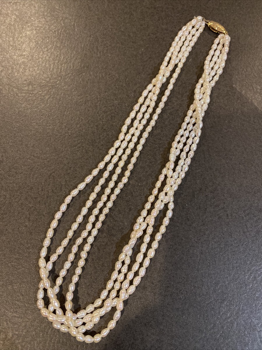 4 Strands Freshwater Pearl Necklace With Silver Clasp | eBay display picture 1