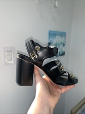 CHANEL REV Classic Lambskin Sandals Heel Black Size 38.5
