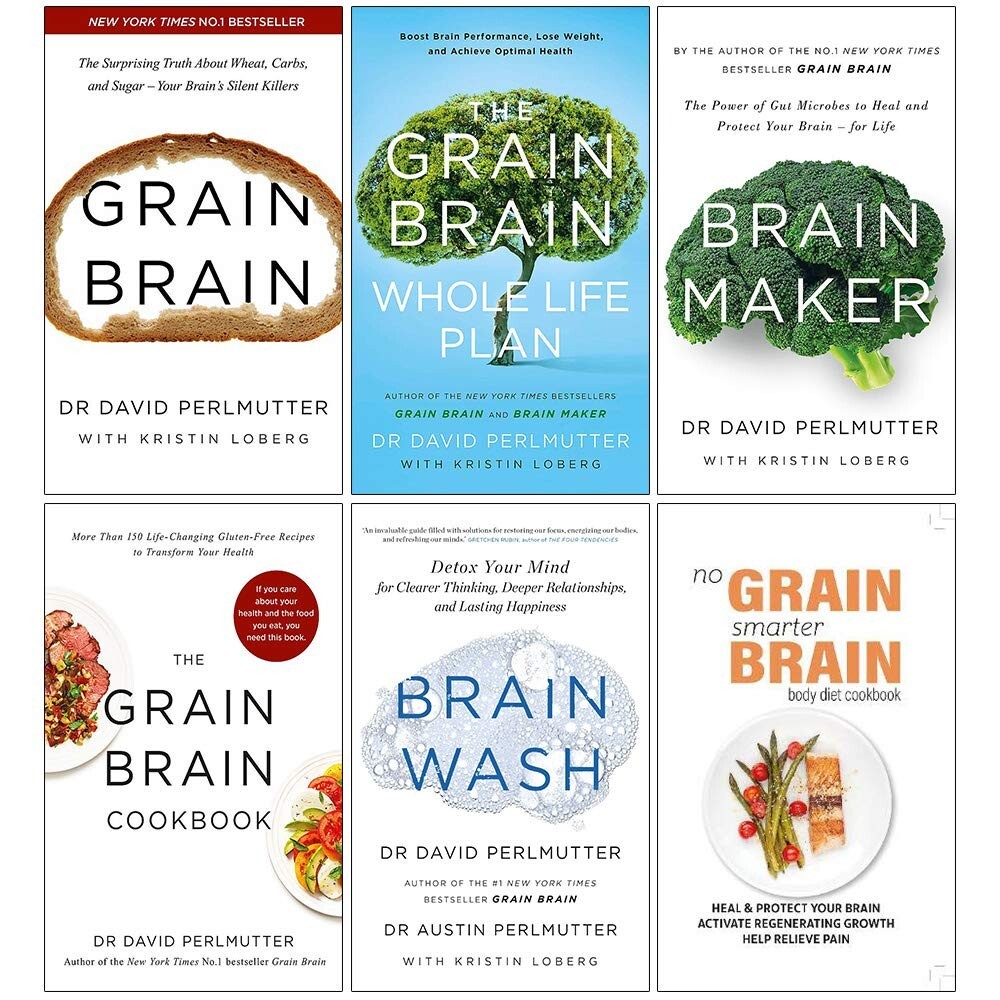 David Perlmutter 6 Books Collection Set Grain Brain,Whole Life Plan, Brain Maker