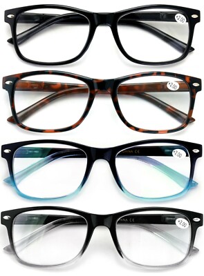 4 Pair Reading Glasses Blue Light Blocking, Filter UV Ray/Glare Computer Readers