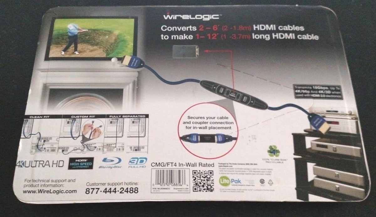 WireLogic 2 Cables HDMI 6 feet High Perform. Ethernet 4K WireLogic 2 Cables HDMI 6 feet High Perform. Ethernet 4K
