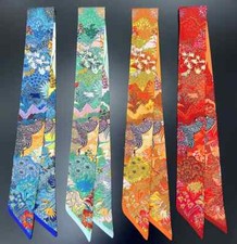 Luxury Silk Skinny Scarf Fashion Bag Handle Ribbon Print Headband Foulard 2025
