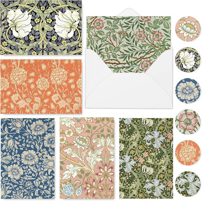 Vintage Floral Greeting Cards with Envelopes, Retro Blank Note Cards for Wedding