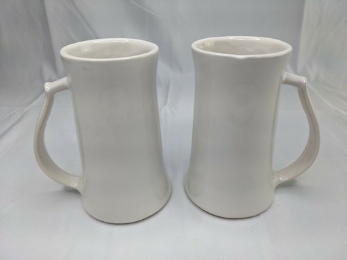 McCoy White Ceramic Tall Mugs Cups 6020 USA Lot of 2 - Picture 1 of 7