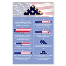 PinMart's Folded American Flag Memorial Veteran Lapel Pin on Instruction Card