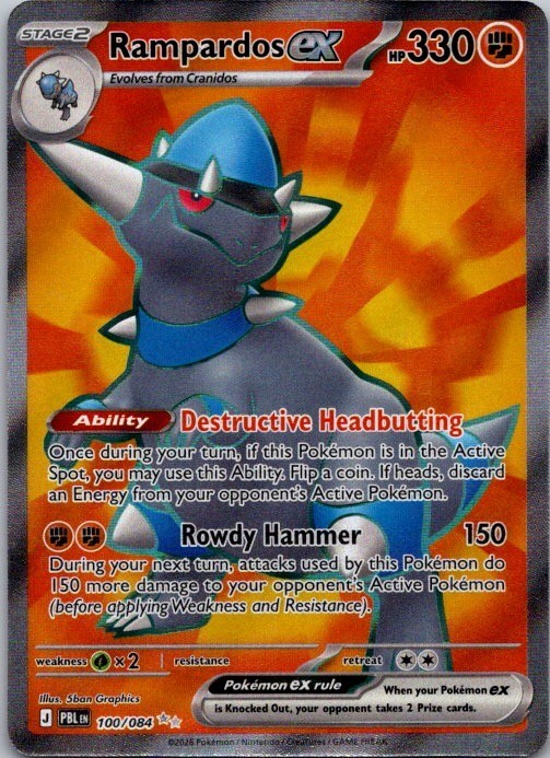 Rampardos ex 100/84 Pitch Black Ultra Rare Full Art Pokemon TCG Card NM