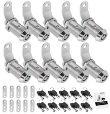 Cylinnda 10 Pack Cabinet Lock with Keys, 1-1/8 1-1/8 Inch, Chrome - 10