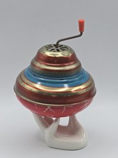 1950s Lirenz Bolz Zirndorf German Tin Childs Musical Crank Box Vintage Toy 4"