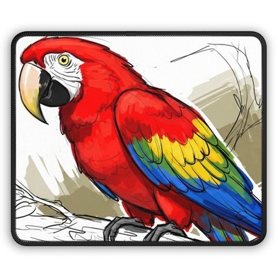 Cute Red Parrot Sketch Gaming Mouse Pad