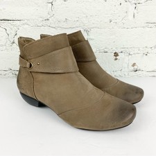 Taos Image Nubuck Leather Tan Brown Burnished Ankle Bootie 7