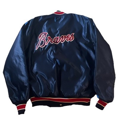 Vintage 80s Delong Atlanta Braves Men s L MLB Baseball Satin Jacket Immaculate