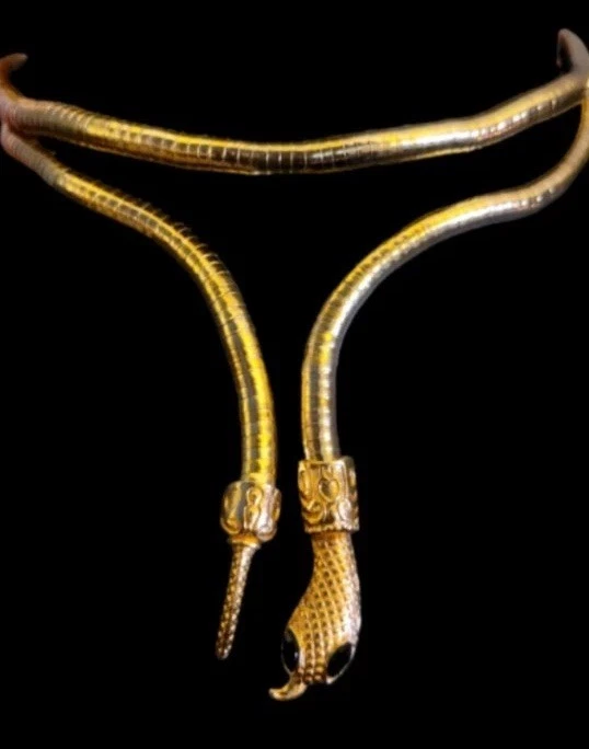 De Colección Oro Enrollado Serpiente Envolvente Collar Pulsera Ojos de Cristal Sheba Medusa Etrusco Foto 3 de 4