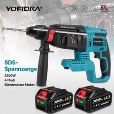 YOFIDRA® Akku Bohrhammer Bohrmaschine SDS Elektrohammer Mit 2 Akkus & Ladegerät