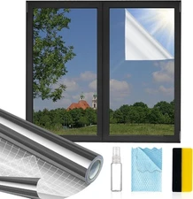 Window Privacy Film One Way, Reflective 17.5 Inch X 6.5 Feet, Way - Black 