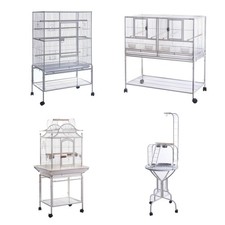 YES4PETS White Bird Cage Aviary Stand Budgie Parrot Canary Wheels Perch